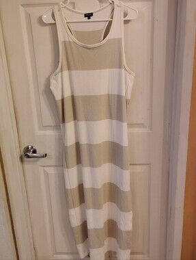 Splendid Woman's Maxi Mesa Striped Tank Dress in Sand/White colorway, Size: L